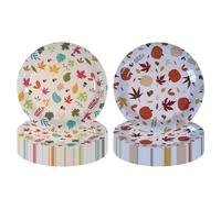 Heiboa 40 Count Disposable Paper Dinner Plates, 9 inch Pumpkin Leaf Disposable Plate for Party Birthday Halloween Thanksgiving Christmas Autumn and Winter Festival