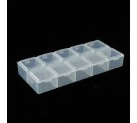 HEIBTENY 10 Grid Plastic Storage Box with Lockable Transparent Lid, PP Organizer Container for Screws Beads Jewelry Electronic Parts, Compact Case 13.2x6x1.9cm(white)