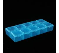 HEIBTENY 10 Grid Plastic Storage Box with Lockable Transparent Lid, PP Organizer Container for Screws Beads Jewelry Electronic Parts, Compact Case 13.2x6x1.9cm(blue)