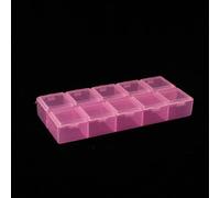 HEIBTENY 10 Grid Plastic Storage Box with Lockable Transparent Lid, PP Organizer Container for Screws Beads Jewelry Electronic Parts, Compact Case 13.2x6x1.9cm(pink)