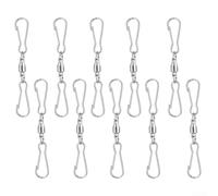 HEIBTENY 10 Pcs Stainless Steel Swivel Hooks for Wind Chimes, 360° Rotating Metal Clips for Bird Feeders Flower Pots Windsocks, For Silver Hanging Hardware for Indoor Outdoor