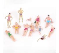 HEIBTENY 100Pcs Miniature People Figures in Beach Swimsuits, ABS Painted Figurines for Dollhouse, DIY Accessories, Swimming Pool Decor, Cake and Diorama Projects(A)