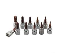 HEIBTENY 11PCS for TORX Socket Bit Set, Chrome Vanadium Steel T10-T60 Star Screwdriver Bits, 1/4 and 3/8 Inch Drive Sockets with Sandblasted Finish for Hand Tools(SET B)