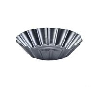 HEIBTENY 12-Pack Non-Stick Carbon Steel Egg Tart Pans with Lace Edge, Silver Chrysanthemum Shaped Cake Moulds for Pudding and Baking, Bakeware 18x7x9cm(large)
