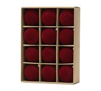 HEIBTENY 12Pcs DIY Christmas Ball Set Flocking Velvet Hanging Ornaments For Tree Decor Textured Baubles With Soft Finish Festive Home Decoration For Holiday Party(6cm Wine red)