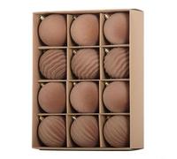 HEIBTENY 12Pcs DIY Christmas Ball Set Flocking Velvet Hanging Ornaments For Tree Decor Textured Baubles With Soft Finish Festive Home Decoration For Holiday Party(8cm coffee)