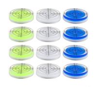 HEIBTENY 12pcs Round Bubble Levels 32mm Circular for SPIRIT Level Acrylic High Translucent Precision Machined for Furniture Camera Monitor LCD Mount Office Desktop