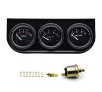 HEIBTENY 12V 52MM Triple Gauge For Car Dashboard Oil Temperature Pressure for Voltage Meter Automotive Diagnostic Tool With Chrome Frame White Face Display For Vehicle(Black)