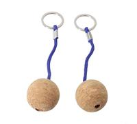 HEIBTENY 2 Pack Floating Cork Ball Key Ring EVA And Stainless Steel Buoyant Keychain With Strong Rope For Kayaking Sailing Canoeing Water Sports 35Mm Diameter Red(Blue)