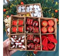 HEIBTENY 24 Pcs Gold Christmas Tree Ornaments Set Including Balls, Candy Canes, Gifts Boxes, Bows and Drums, Hanging Decorations for Festive Indoor Holiday Decor(2)