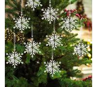 HEIBTENY 24 Pieces Christmas Acrylic Transparent Snowflake Ornaments Hanging Decorations for Xmas Tree Holiday Winter Festive Home Garden Decor Set