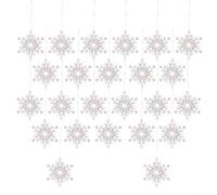 HEIBTENY 24Pcs Acrylic Transparent Snowflake Hanging Decorations for Christmas Tree and Winter Holiday Ornament Displays, Indoor Outdoor Festive Decor for Home