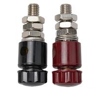 HEIBTENY 2PCS 3/8" Copper Post Connector Kit Brass Battery Terminal Block, With Red Black Markings, For Car RV Boat Solar Power Ground Connection M6/M8/M10 Thread(M10)