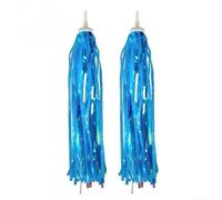 HEIBTENY 2Pcs Kids Bicycle Handlebar Streamers Colorful PVC Tassels Decor Easy Install Wind Dancing Ribbons for Children Bike Racing Mountain Road Cycling Accessories Pink Blue Purple(Blue)