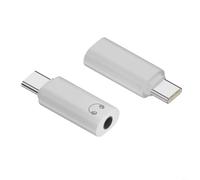 HEIBTENY 3.5mm Female to Type-C Male Adapter Cable, Digital Decoding Audio Converter with 16-Bit/48kHz Capability, 40mW Output(white)