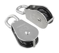 HEIBTENY 304 Stainless Steel M50 Single Pulley Block 800 Lbs Load Capacity 360° Rotation Snatch Block For Kayak Canoe Construction Lifting Silver 2 Pack