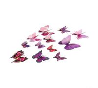HEIBTENY 3D Butterfly Wall Stickers, 12 Pieces Double Layer Stereoscopic Decals, Purple Plastic Home Décor for Bedroom Wedding Garden Balcony, 6-12CM Random Spread