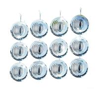 HEIBTENY 3D Reflective Bird Deterrent, Stainless Steel Wind Chimes for Pigeon Swallow Heron Repulsion, Spiral Mirror Garden Decor for Balcony Pond Window, Silver, 4 Pack(4 strips)