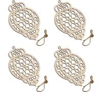 HEIBTENY 4 Pack Wooden Hanging Ornaments for Indoor and Outdoor Home Garden Decor with Ropes Wall Door Decoration Rustic Style Yard Art Statues Lawn Ornament Set(09)