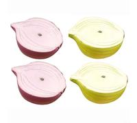 HEIBTENY 4 Pcs Artificial Half Onion Models Lifelike Simulated Vegetable, With Magnetic Connection PU Fake Food Props, For Kitchen Decor Window Display Party Table(mix)