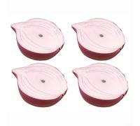 HEIBTENY 4 Pcs Artificial Half Onion Models Lifelike Simulated Vegetable, With Magnetic Connection PU Fake Food Props, For Kitchen Decor Window Display Party Table(Purple)