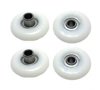HEIBTENY 4 pcs Rowing Machine Seat Wheels with Bearings 43mm Plastic Pulleys for Fitness Equipment Exercise Bike Roller Replacement Parts White