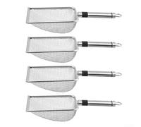 HEIBTENY 4 PCS Stainless Steel Garden Sieve Kit Featuring Mesh Screens, for Soil Compost Sand Cat Litter Rocks Dirt Compost tool, Ergonomic Handle and Easy to Clean (Silver)