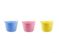 HEIBTENY 40L Stackable Garden Waste Bin for Home, Yard & DIY Use - Heavy-Duty Plastic Storage Container with Reinforced Handles, Cold-Resistant, Space-Saving Design -(40L Pink)