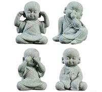HEIBTENY 4PCS Creative Little Monk Ornaments, Resin Buddha Statues for Flower Garden Bonsai Rockery, Cute Fairy Tale Decor for Aquarium Pot Desktop DIY