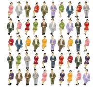 HEIBTENY 50 Pcs 1:32 Scale Sitting Model Figures Painted Miniature People for Track 1 Railway Scenery Layout Accessories with 4 Poses for Train Station Platform Street Scenes Diorama Making