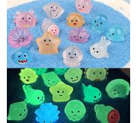 HEIBTENY 50 Pcs Glow in the Dark Mini Resin Marine Animals for Decorative Accents