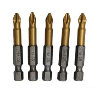HEIBTENY 5PCS PH2 50mm Titanium Coated Screwdriver Bits Set, 1/4in Hex Shank Non-Slip Design, Quick Change Drill Driver Accessories Compatible with Electric Screwdrivers and Cordless