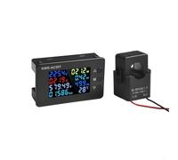 HEIBTENY 6-in-1 Digital Voltmeter Ammeter AC 50-300V 0-100A Watt Meter with LED Display for Power Energy Timing Temperature Measurement in Industry Automation