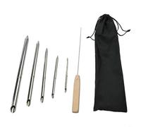 HEIBTENY 6 Pcs Rope Splicing For Fid Kits, Stainless Steel For FID Tools With Pusher And Storage Bag For Double Braid Eye Rope Repair Tool, Lacing Needle Accessories