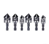HEIBTENY 6 Pieces Countersink Drill Bit Set With Hexagonal Shank For Secure Grip, For Precision Chamfering, And Smooth Finish On Wood Surfaces In Various Woodworking Tasks