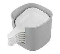 HEIBTENY 6pcs Plastic Dipping Small Dishes Set With Storage Rack, White PP Sauce Condiment Bowls With Handles, For Kitchen Dining Serving Vinegar Spices