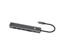 HEIBTENY 7-in-1 Aluminum USB C Hub, Multiport Card Reader Docking Station with 4K, High Speed Data Transfer Ports, For Laptop Tablet PC, Compact Travel Adapter, For Office Work,(Seven-in-one)