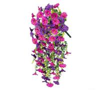 HEIBTENY 8 Types of Colours Artificial Flowers Morning Glory, 75 cm, Like Real Artificial Hanging Plant, for Wall, Home, Garden, Wedding, Decoration, Outdoor, Garden, Balcony, Wedding (Lotus + Purple)