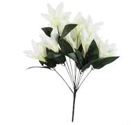 HEIBTENY Artificial for STARGAZER Lily Flower Spray, 10 Head Silk Floral Arrangement with Plastic Stem, 45cm Long Fake Bloom for Home Wedding Party Table Centerpiece Decorations(milk white)