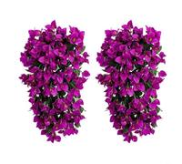 HEIBTENY Artificial Hanging Flowers 2PCS Silk Bougainvillea Fake Flowers Outdoor Indoor Decoration for Balcony Garden Patio Wall Hanging Vine Plants 55cm(purple)