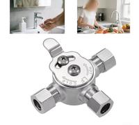 HEIBTENY Below Deck Thermostatic Mixing Valve 3/8" - Brass for Hot Cold Water, Manual Temp Control with Chrome Finish, Standard Fittings for Sink Plumbing,(1PCS)