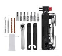 HEIBTENY Bicycle Repair Tool Kits Multi-Functional Internal Hexagon with Ratchet Wrench Tire Jack Storage Bag for Mountain Bike Cycling Maintenance(with inflate nozzle)