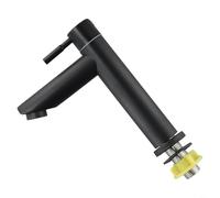 HEIBTENY Black Single Cold Bathroom Sink Faucet Stainless Steel Matte Basin Tap With Energy-Saving Bubbler G1/2 Thread For Home Kitchen Toilet Wrench Handle 71In