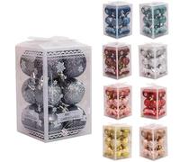 HEIBTENY Christmas Baubles 12 Pieces Diameter 4 cm Coloured Christmas Baubles Plastic for Christmas Decoration Christmas Tree Baubles with Hanging Christmas Tree Baubles Christmas Tree Decoration Set