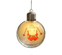 HEIBTENY Christmas LED Hanging Ornaments Transparent Plastic Light-Up Baubles With Button Battery Festive Santa Claus And Reindeer Designs For Xmas Tree Home Party(D)