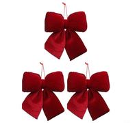 HEIBTENY Classic Red Bows For Christmas Decoration, Red Velvet Christmas Wreath Bows Set, For Window, Door, Indoor Outdoor Holiday Ornament For Home Mantle Front, Xmas Decor(3 PCS M, 20 x 20cm)