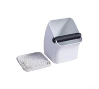 HEIBTENY Coffee Knock Box with Lid Slanted Grounds Bin for Espresso Machine - Non-Slip ABS for barista Accessory 12cm(White)