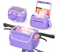 HEIBTENY Colorful Waterproof Bike Basket for Detachable Shoulder Strap, Versatile Handlebar Bag for Tricycle, Balance Bike or Scooter, Spacious Storage for Snacks(Purple)