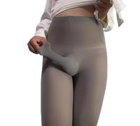 HEIBTENY Dance Ready Men's Pantyhose featuring a Comfortable and Stylish Pouch Design (Open Sheath Grey)