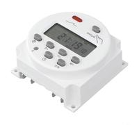 HEIBTENY DC12V Digital for Time Delay Relay with LCD Display, 16A Programmable Timer Switch for Street Light Power Supply, Panel Mounting with Power-Off Memory and Auto Correction, White